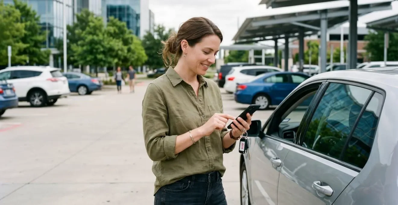 Un client finalisant la signature électronique d'un contrat de location de voiture sur smartphone